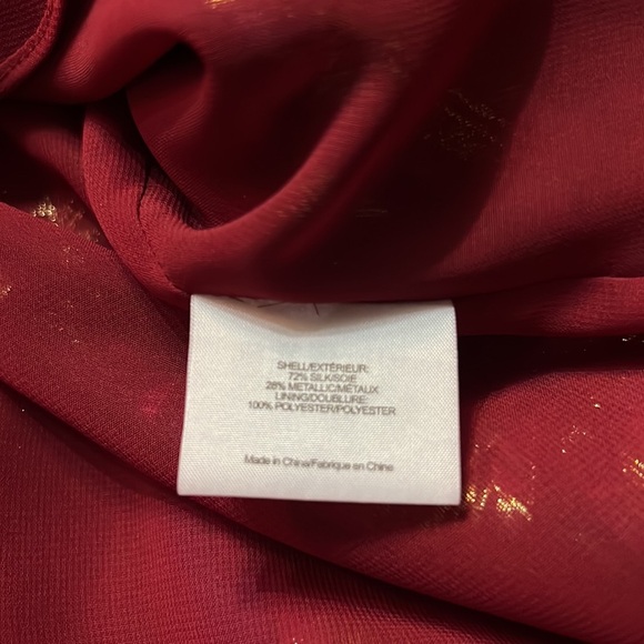 Tory Burch - Pink & Metallic Gold Print Silk long sleeve Blouse - Picture 7 of 8